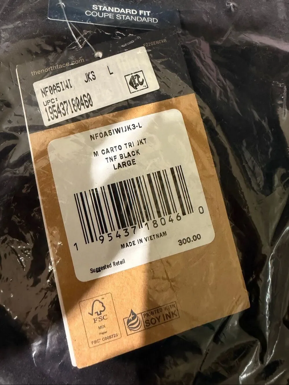 The North Face Carto TriClimate Insulated 2-in-1 Waterproof Jacket Black Large